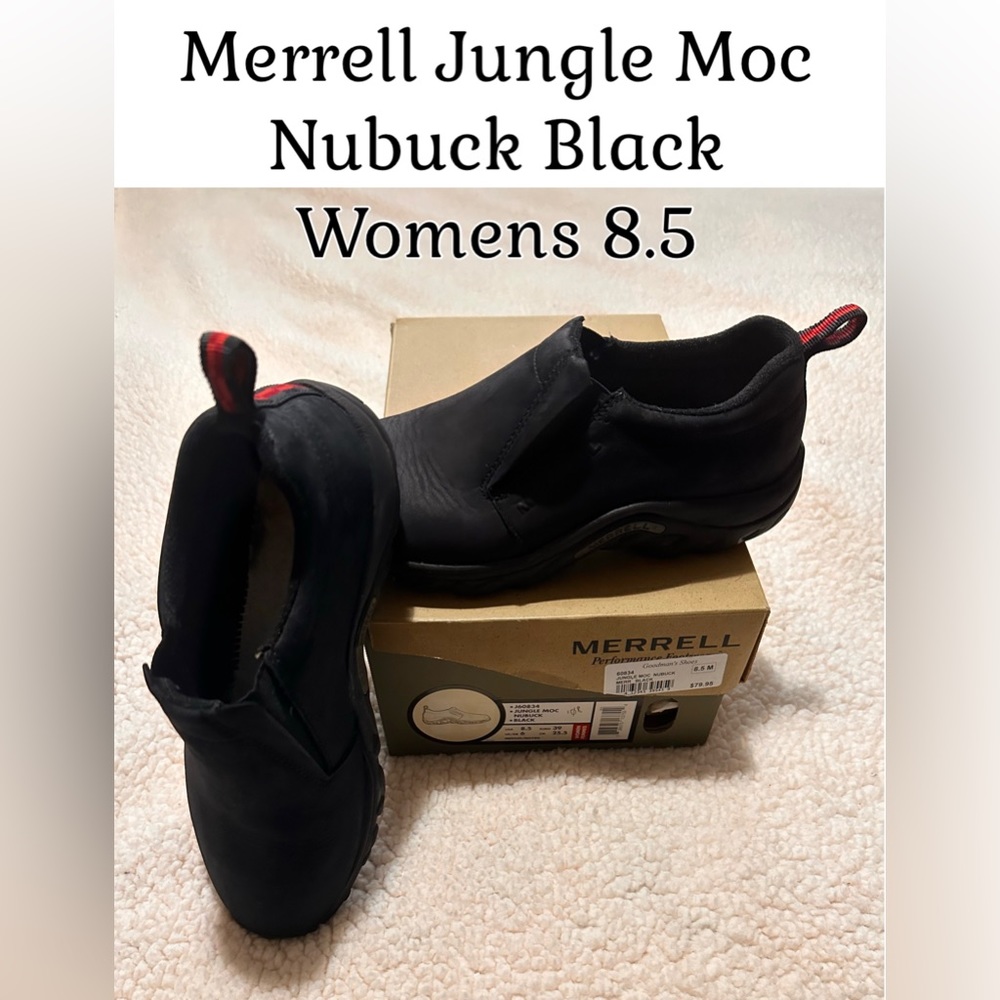 Merrell Jungle Moc Nubuck Black Womens 8.5 lightly worn suede leather
